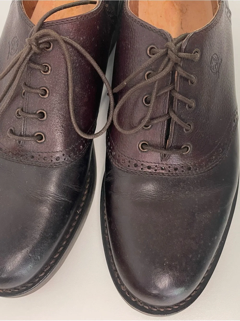 Tommy Hilfiger Men's Dark Brown Two-Tone Leather Oxfords